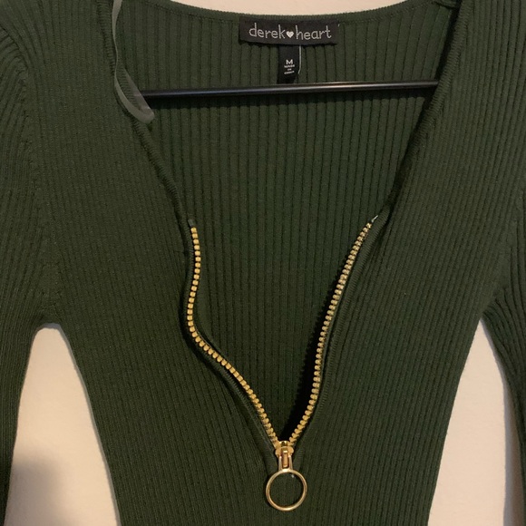 Olive Green ribbed-knit dress - Picture 3 of 3